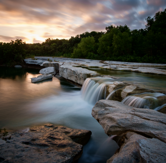Flowing river during sunset view.